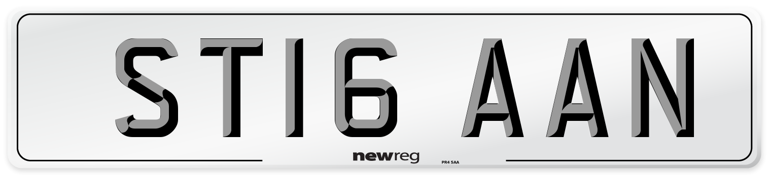 ST16 AAN Number Plate from New Reg